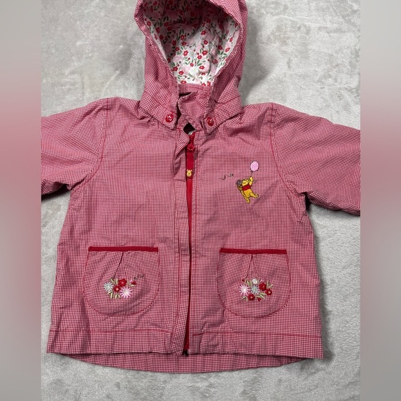 Disney X H&M Winnie the Pooh Vintage Style Red White Gingham Plaid Jacket 6-9M - Picture 3 of 16
